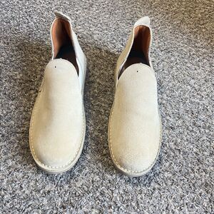 Vintage Goodyear Sole Suede Leather Slip On Shoe Loafer Men’s 9 M Beige New READ